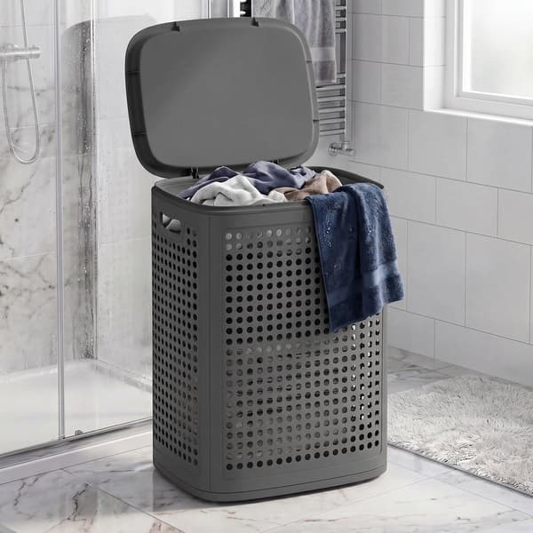 Plasttvättkorg 75 L | Mörkgrå | 33x42,5x57 cm