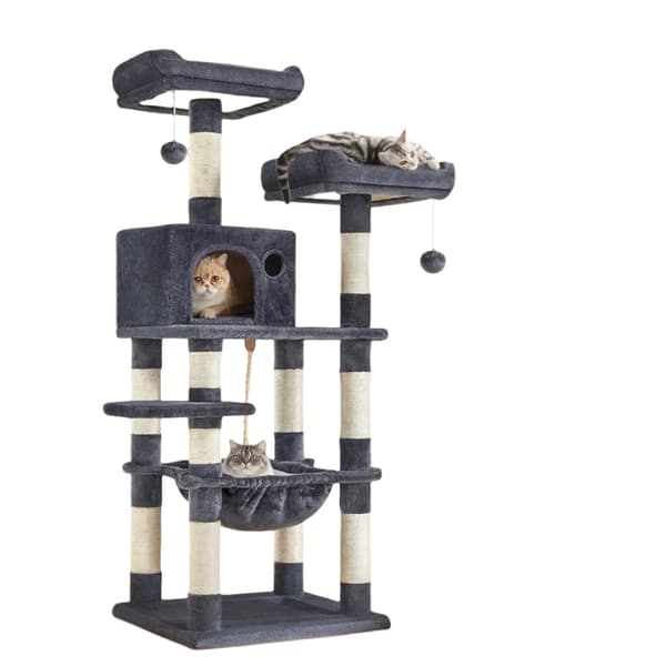 Kattträdskrapstolpe klättertorn, stall, 55 x 45 x 143 cm