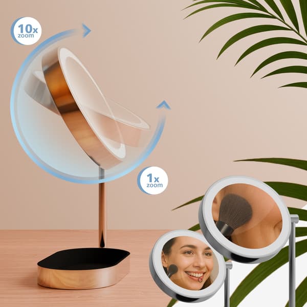 Makeup Mirror - Cosmetics Mirror - 360 ° Rotatable med 10X förstoring och LED -belysning