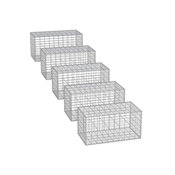 Gabion korgset silver - galvaniserat stål - lätt att montera - 100 x 50 x 50 cm