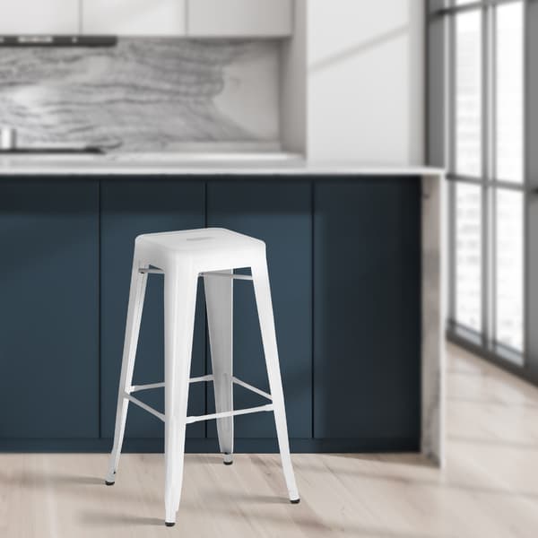 Barstol, avföring - Stapelbar design, Space -Saving - Modern Look Color: White