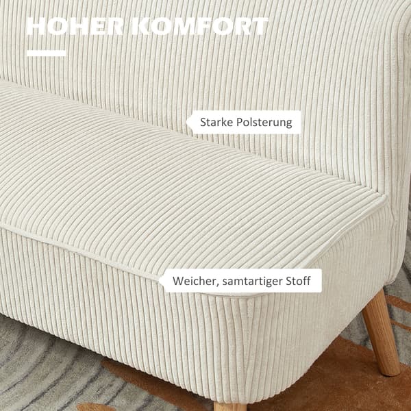 2-sits tygsoffa - Vit soffa | Färg: Vit | Mått: 117x56,5x77 cm