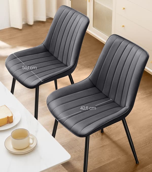 Matsalsstolar set om 2 - gråbläcksvart - stålben - 60 x 50,1 x 88,6 cm