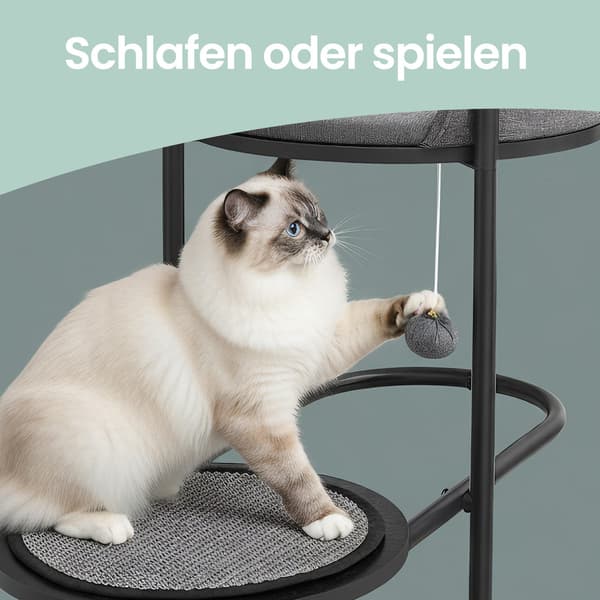 Modernt kattträd | Svart | 43x80x107 cm