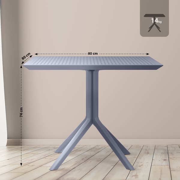 Tabell 80x80cm - Bisto -tabell - Väderresistent polypropen, UV -resistent | Färg: mörkgrå