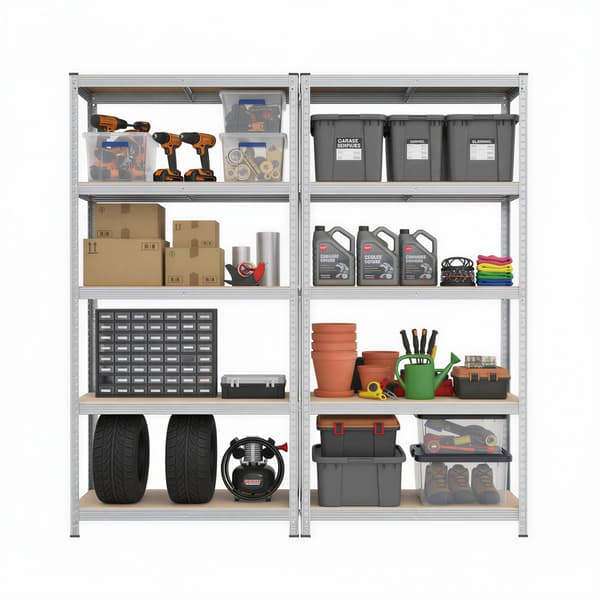 Kraftig lagerställ 2-delat set | Silver | 100x50x200 cm