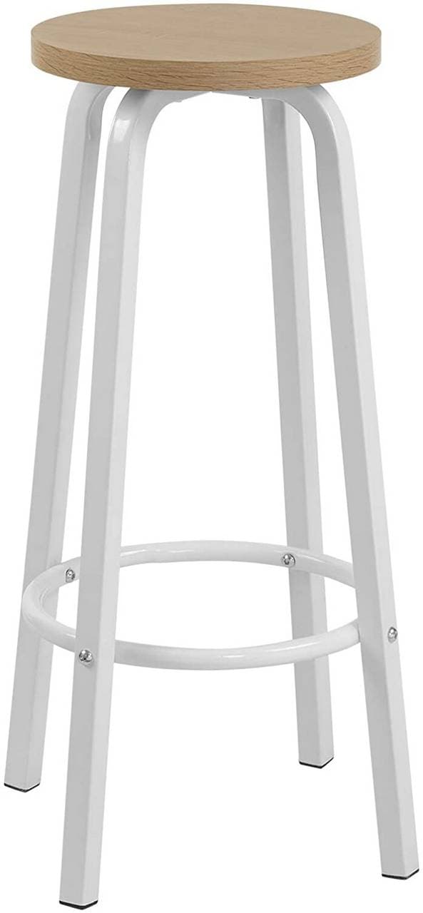 Barstol set om 2 MDF metall rund sits | Ljus ek | 30x30x71 cm