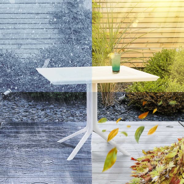 Garden Table White 80x80 cm - Balkon Table - Hållbart UV -resistant material