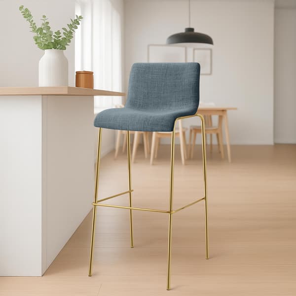 Set med 2 barstolar Hover - Tygstol | Färg: Blå | Mått: 43x48x100 cm