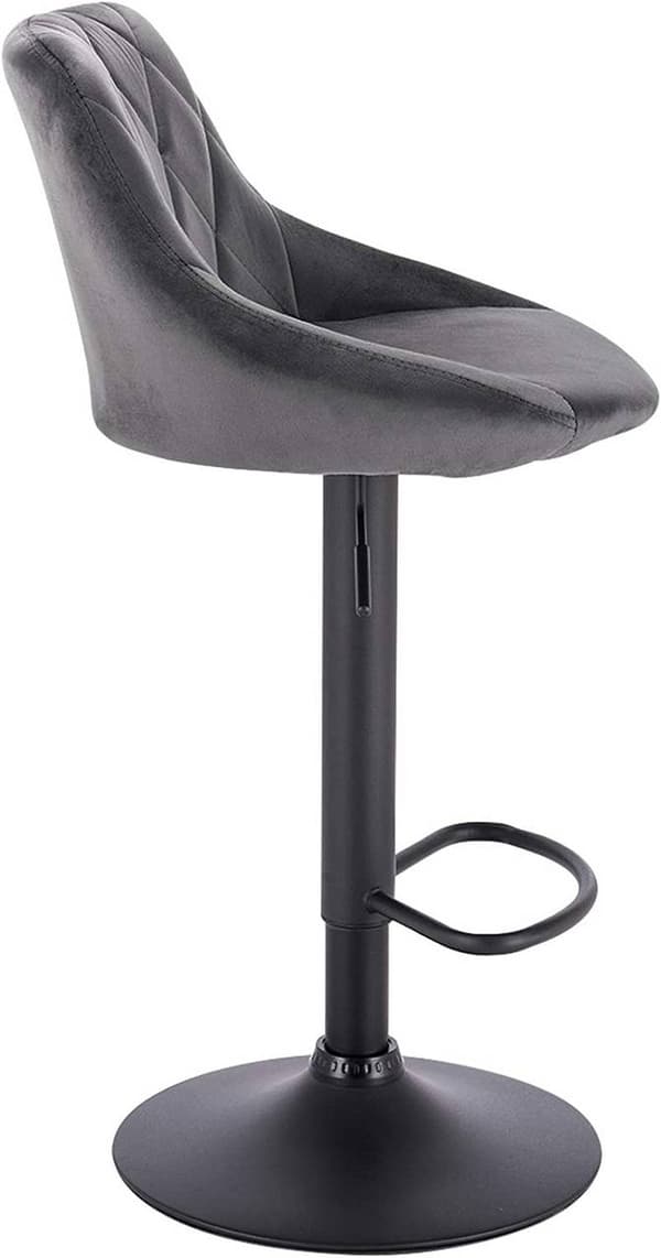 Barstolar 4-delat set, sammet, justerbara och vridbara | Mörkgrå | 35x38x86-106 cm