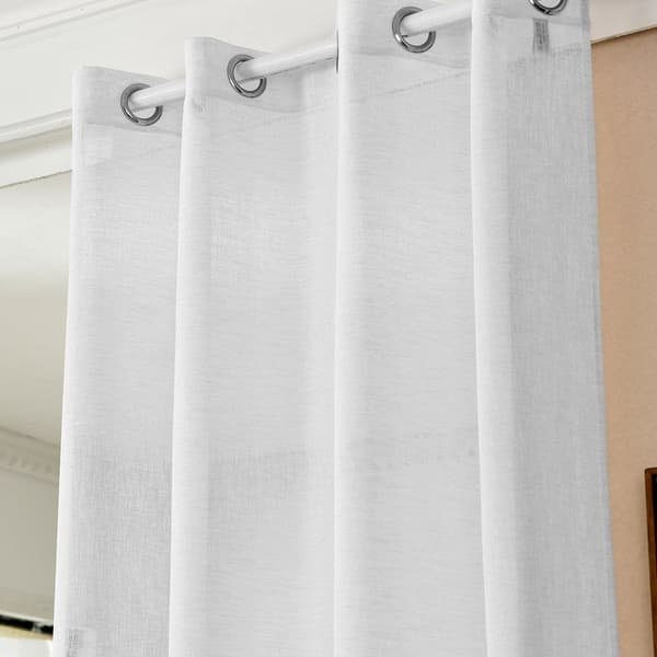 Transparent gardin med ringar i linnelook | Vit | 140x245 cm