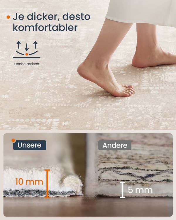 Bohemisk matta - fluffig - brun - mjuk & slitstark - 200 x 290 cm