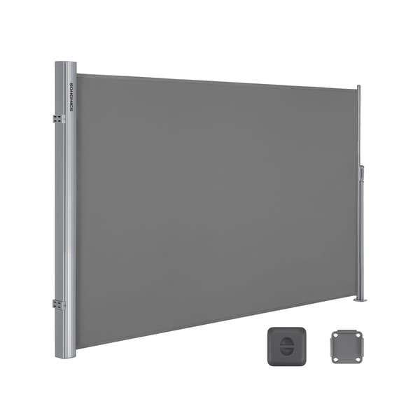 Utdragbar sidomarkis 180 x 400 cm - solskydd, insynsskydd, aluminium, grå