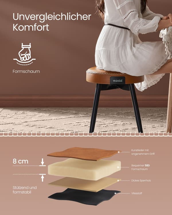 Barstolar set om 2 – stål, PU-läder, 48 cm, karamellbrun