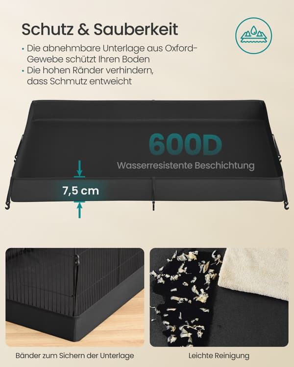 Smådjurshem 2 våningar | Bläcksvart | 63x93x61,5 cm