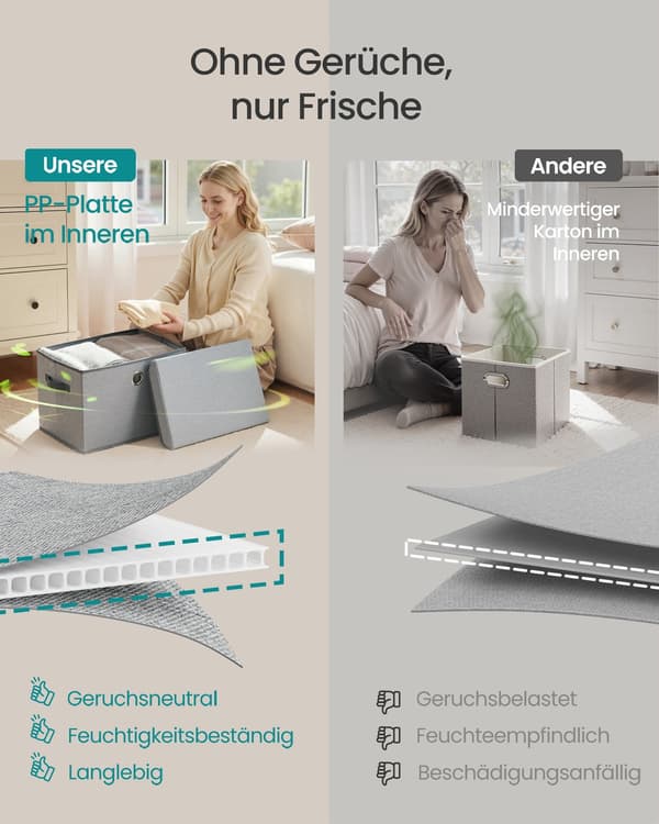 Förvaringsboxar med lock 3-delat set | Duva grå | 43x30x30 cm
