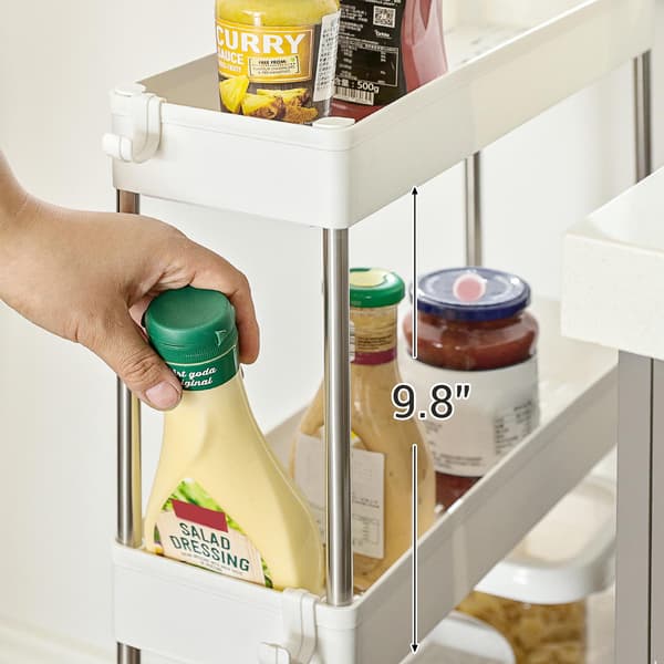 4-vånings serveringsvagn - förvaringsvagn - organiseringsställ - vit - 40x13,5x86 cm