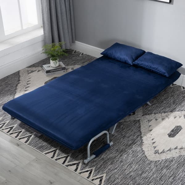 2-sits bäddsoffa med justerbart ryggstöd | Färg: Blå | Mått: 111x80x78 cm