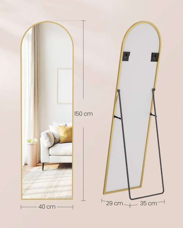 Böjd passspegel | Ljus guld | 40x150 cm