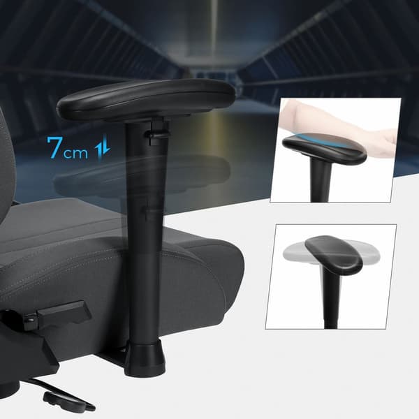Gamingstol med ländkudde – ergonomisk PC-stol – polyester – grå/svart