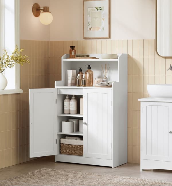 Badrumsskåp vit MDF 30x60x100 cm