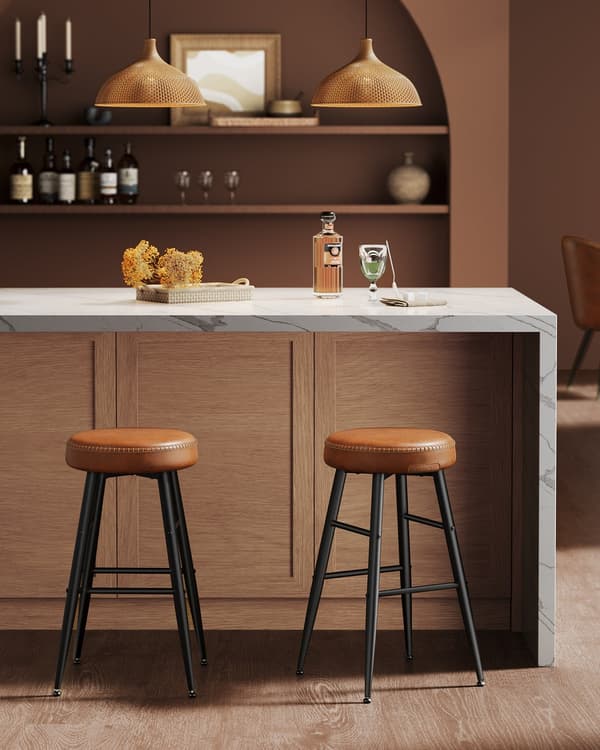 Set van 2 barkrukken | Karamelbruin | 49,5x49,5x63 cm