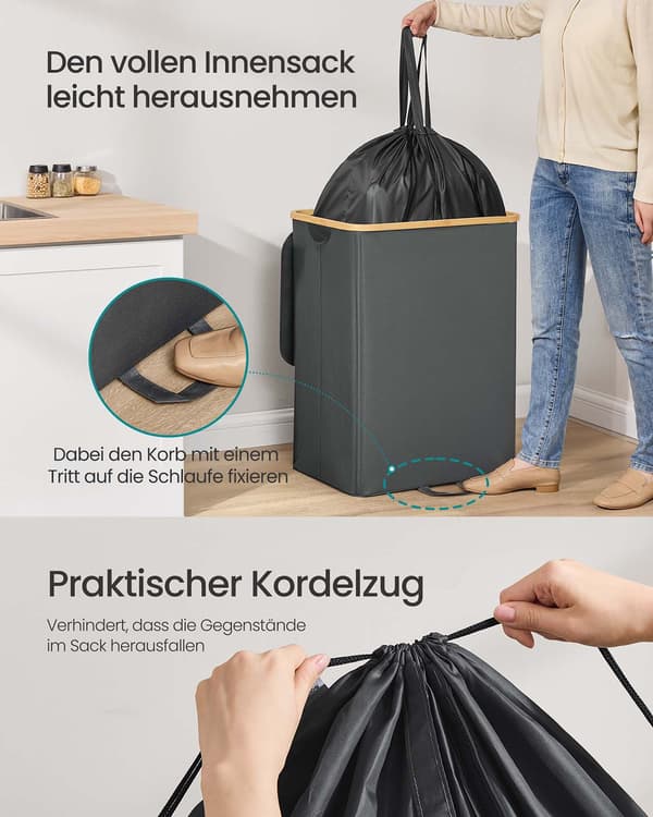 Avfallsbehållare för flasksamlare 135 l Grå/Brun - 52,5 x 38,5 x 70,5 cm