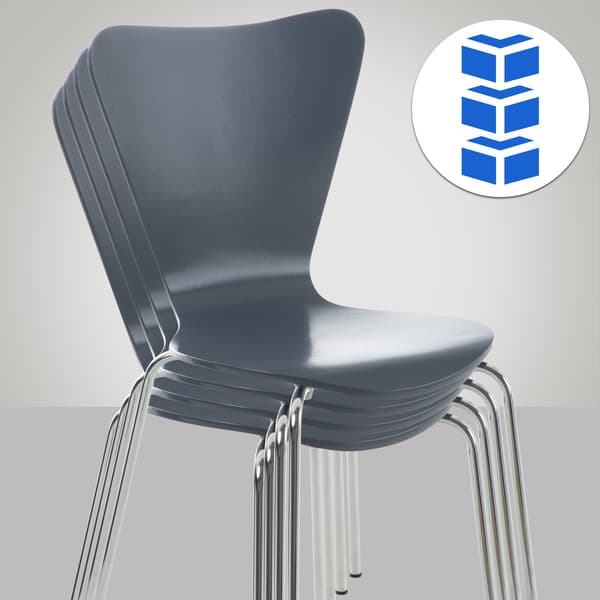 Stackstol - Multifunktionell - Space -Saving Design, Perfekt för evenemang och konferenser Färg: Grå