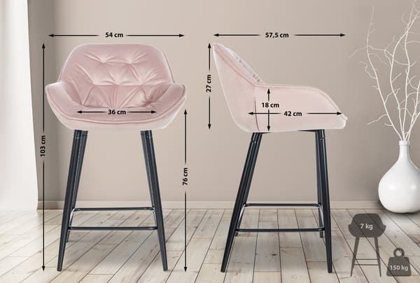 Uppsättning av 2 sammet barstolar - pallar - optimal komfort och design