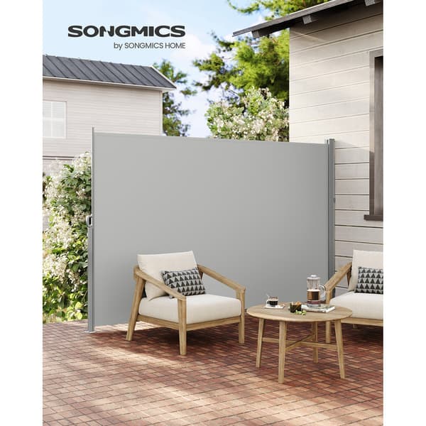 Sidomarkis - solskydd - insynsskydd - stål - polyester - UV-skydd - 160 x 350 cm - ljusgrå