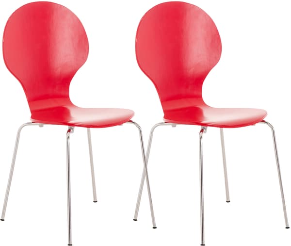 2x Stackbara besökarstolar - Ergonomisk säte - Space -Saving Design | Färg: Röd