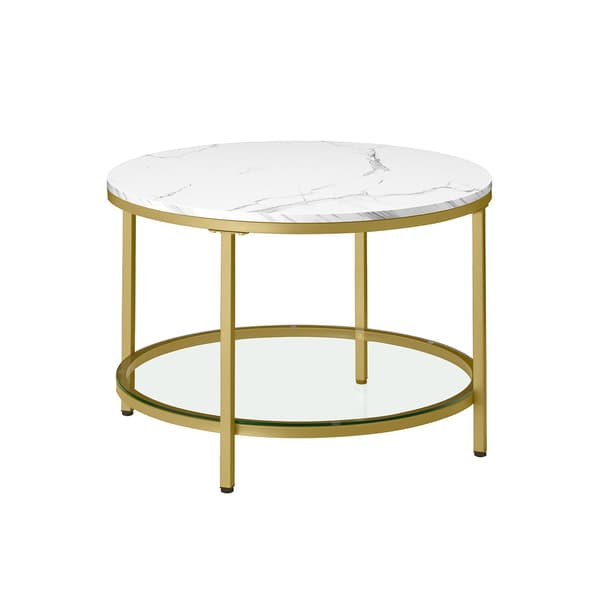 Soffbord med 2 plan - glasskiva - vit - elegant design - 65 x 46 cm