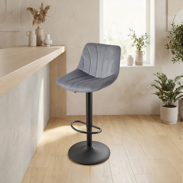 Set med 2 barstolar, justerbara kökspallar | Grå | 43x46,5x88-108 cm