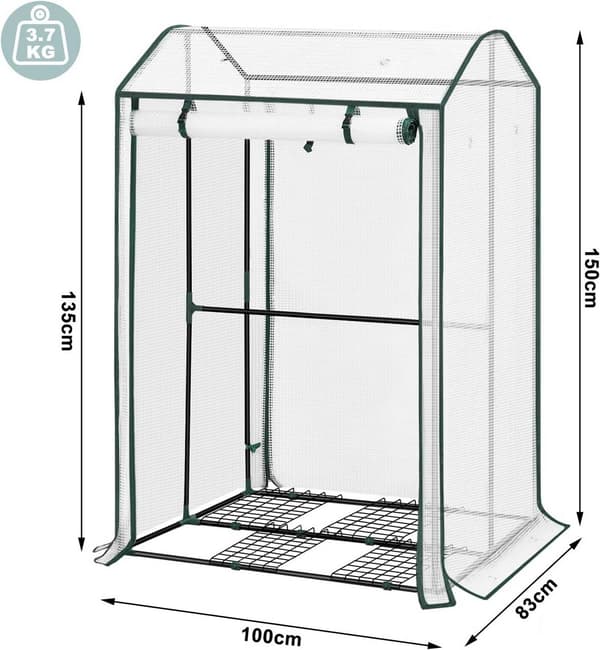 Folieväxthus för grönsaker med ventilationsögon | Vit | 100x83x150 cm