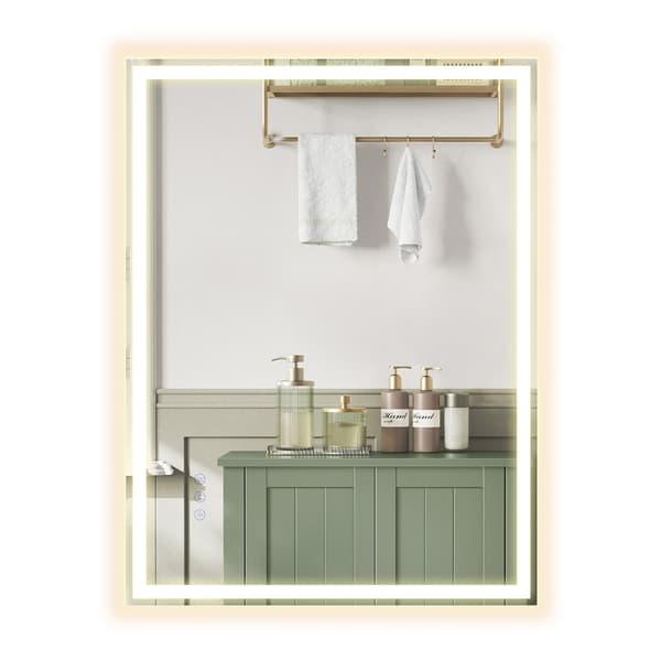 Väggspegel med LED-belysning, rektangulär | Vit | 70,7x50,7 cm