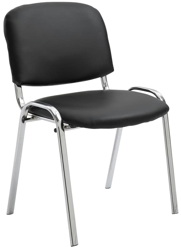 Stackstol - Konferensstol - Artificial Leather & Stable Metal - Space -sparande stapelbar | Färg: Svart