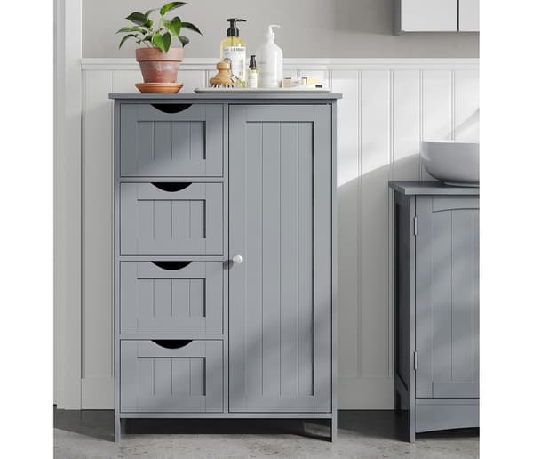 Badrumsskåp med 4 lådor - MDF - grå - 30 x 55 x 82 cm