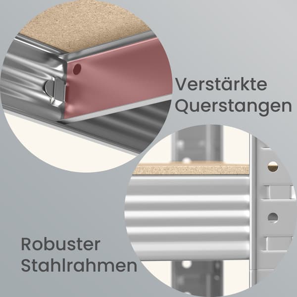 Kraftig lagerställ 2-delat set | Silver | 100x50x200 cm
