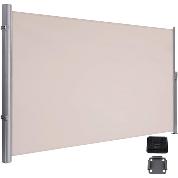 Sidomarkis, insynsskydd, utdragbar, aluminium/polyester, taupe/beige/grå