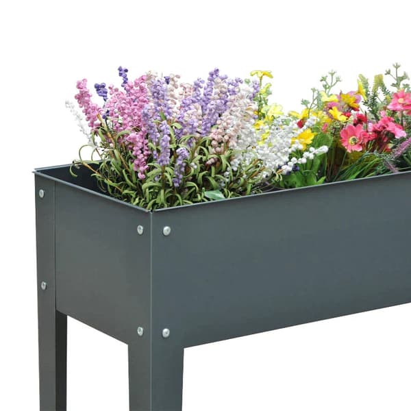 Upphöjd plantering - Metall plantering | Färg: Mörkgrå | Mått: 30x100x80 cm