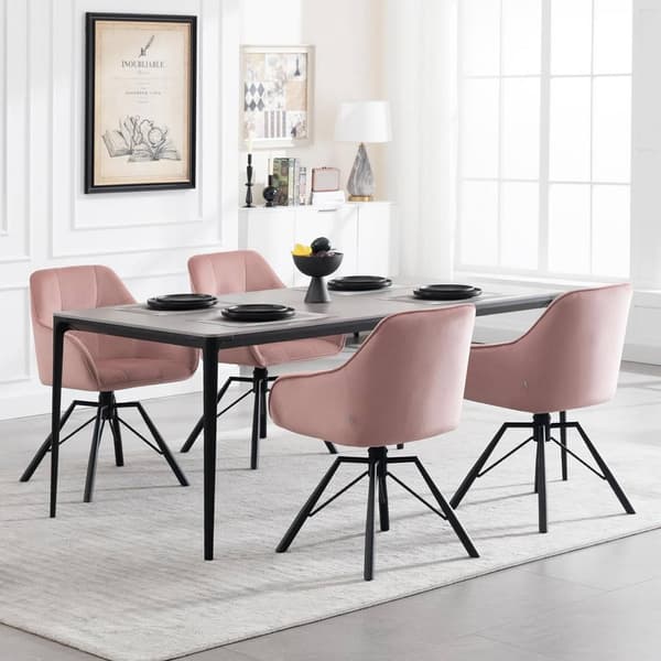 Vridbara matsalsstolar med armstöd 4-delat set | Rosa | 58,5x54,5x82,5 cm