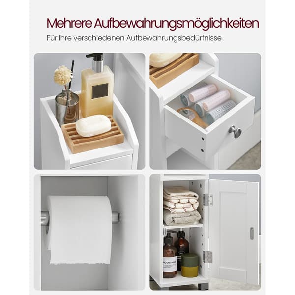 Badrumsskåp toalettrullshållare vit MDF 20x18x76,7 cm