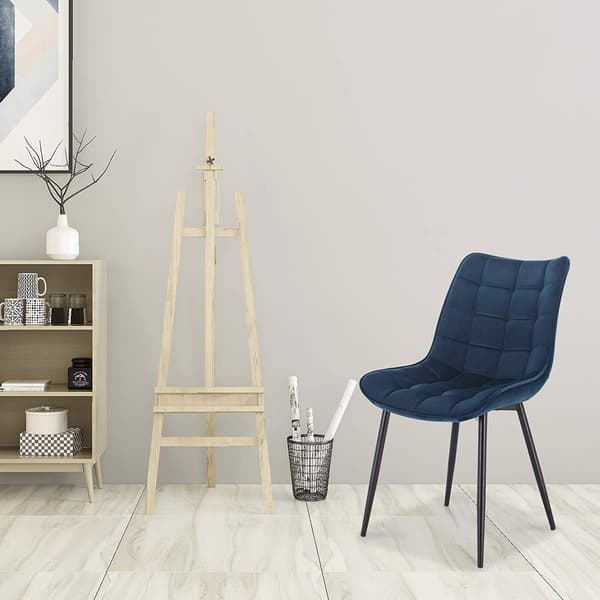 2 matsalsstolar med ryggstöd och sammetssits | Blå | 46x40,5x85,5 cm