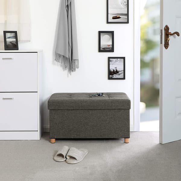 Hocker - Puff med förvaringsutrymme - Mörkgrå - 76 x 38 x 40 cm