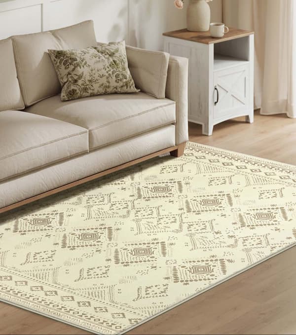 Boho matta - fluffig - sandfärg - mjuk - 120 x 170 cm