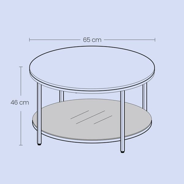 Runt soffbord - justerbar underrede - svart - 65 x 46 cm