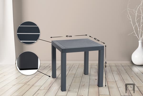 Sidobord - Elegant - Väder -resistent - Material av hög kvalitet: Mörkgrå