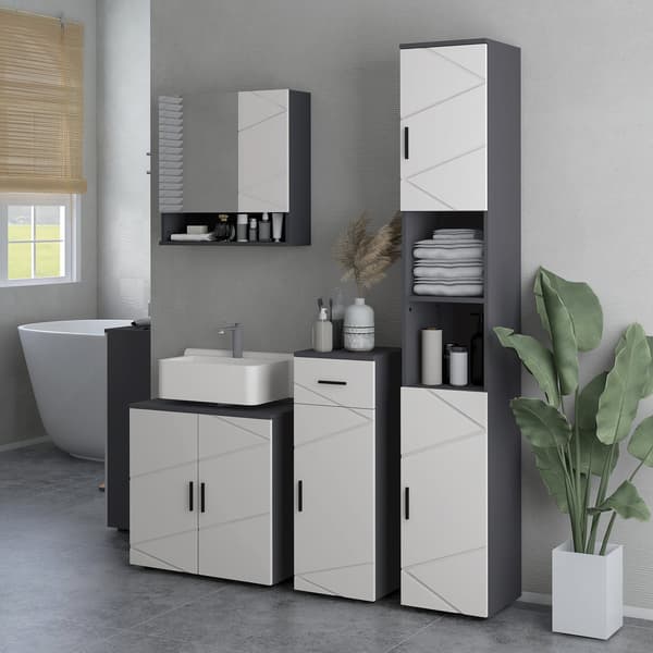 Badrumsskåp med 2 plan för under diskho | Färg: Grå | Mått: 60x30x60 cm