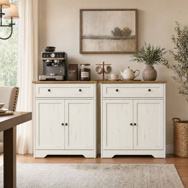 Country kitchen cabinet with drawer and 2 doors | Vit | 72x40x80 cm