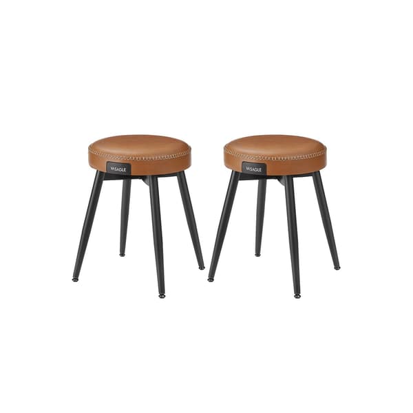 Barstolar set om 2 – stål, PU-läder, 48 cm, karamellbrun